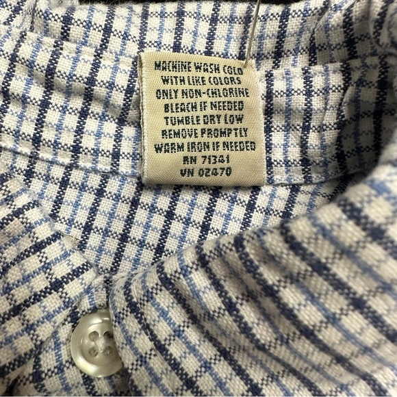 Boy’s L.L. Bean 100% Cotton Blue & White Plaid Button-up Shirt size M (10-12) - Picture 4 of 5